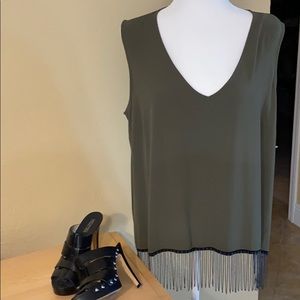 Green top with fringe new with tags
